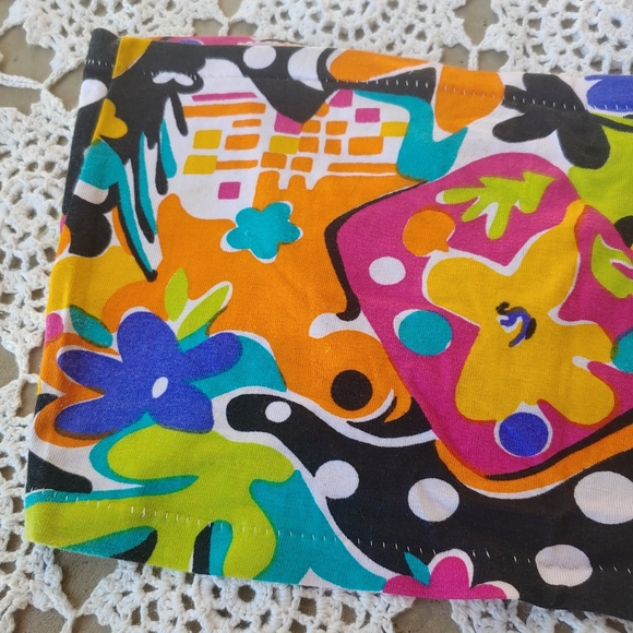 Vintage Retro Colorful Floral Poka Dot Mod Handmade 90s Tube Top - Picture 9 of 10